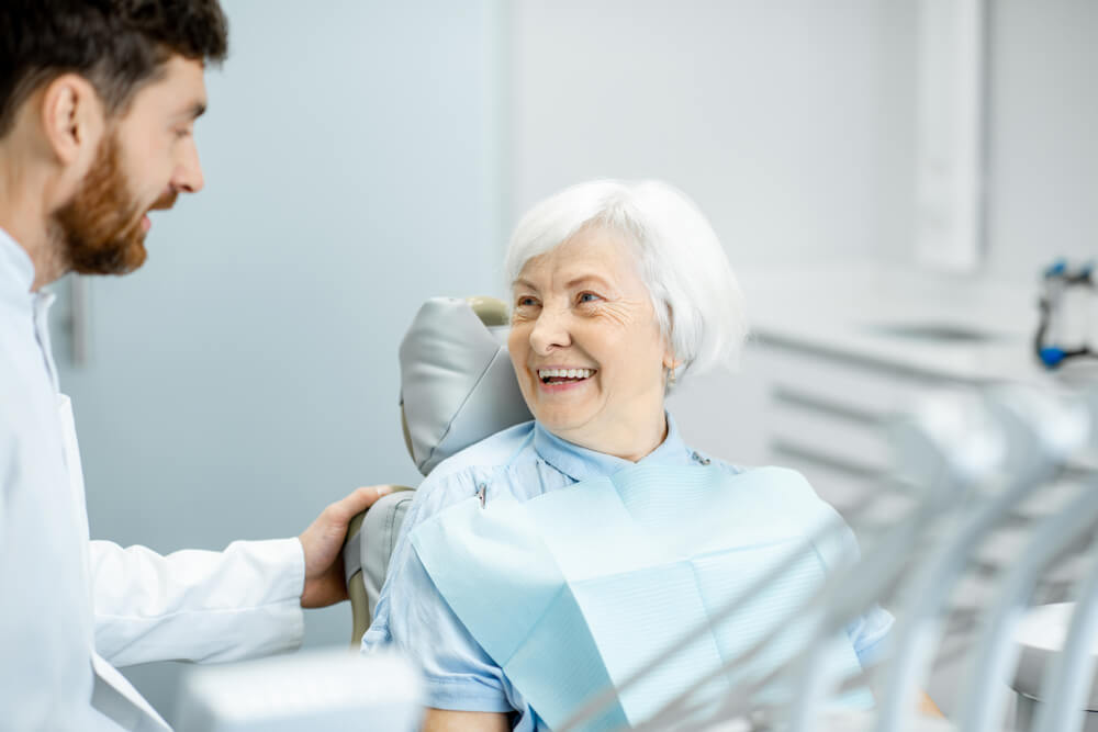 Older woman visting the dentist
